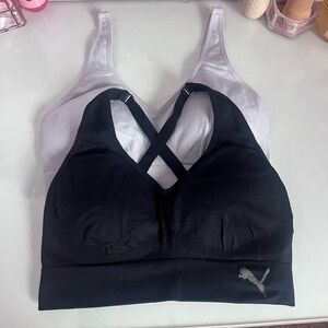 Puma Women's Black and White Cross-Back Sports Bras